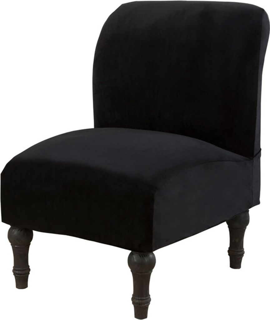 Bezug für armlosen Stuhl Bezug aus weichem Samtstoff Bezug für armlosen Stuhl Bezug für Slipcover Möbelschutz (Schwarz, Samt)