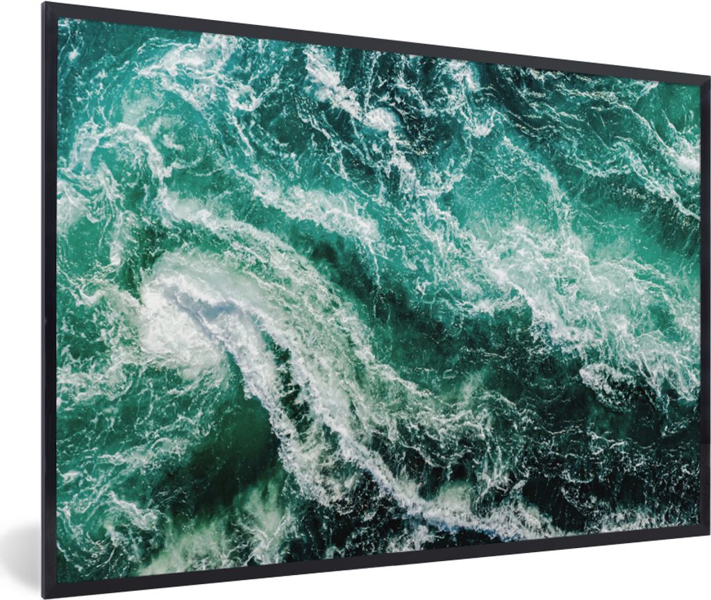 MuchoWow Gerahmtes Poster Ozean - Wasser - Meer - Luxus - Grün - Türkis 60x40 cm - Poster mit Schwarzem Bilderrahmen Wandposter Rahmen Foto Bil...