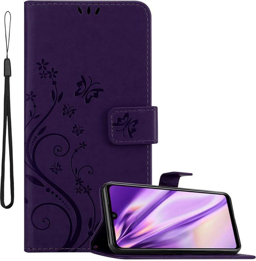 Cadorabo Hülle für Xiaomi RedMi NOTE 7 Schutz Hülle in Lila Schutzhülle Handy Hülle Etui Case Blumen Flower