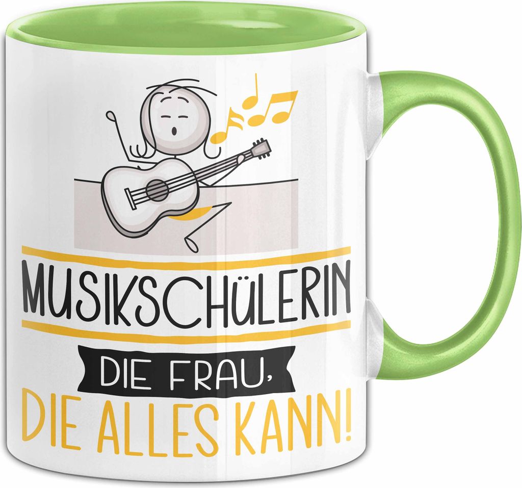 Musikschülerin Geschenk Tasse Becher Die Frau Die Allen Kann Geschenkidee für eine Musikschülerin Lustig (Grün)