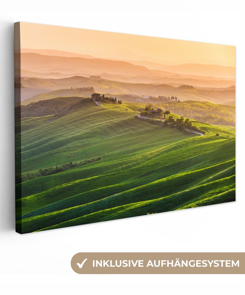 OneMillionCanvasses - Leinwandbilder - 150x100 cm, Toskana - Landschaft - Hügel, Wandbilder Kunstdruck Wanddekoration