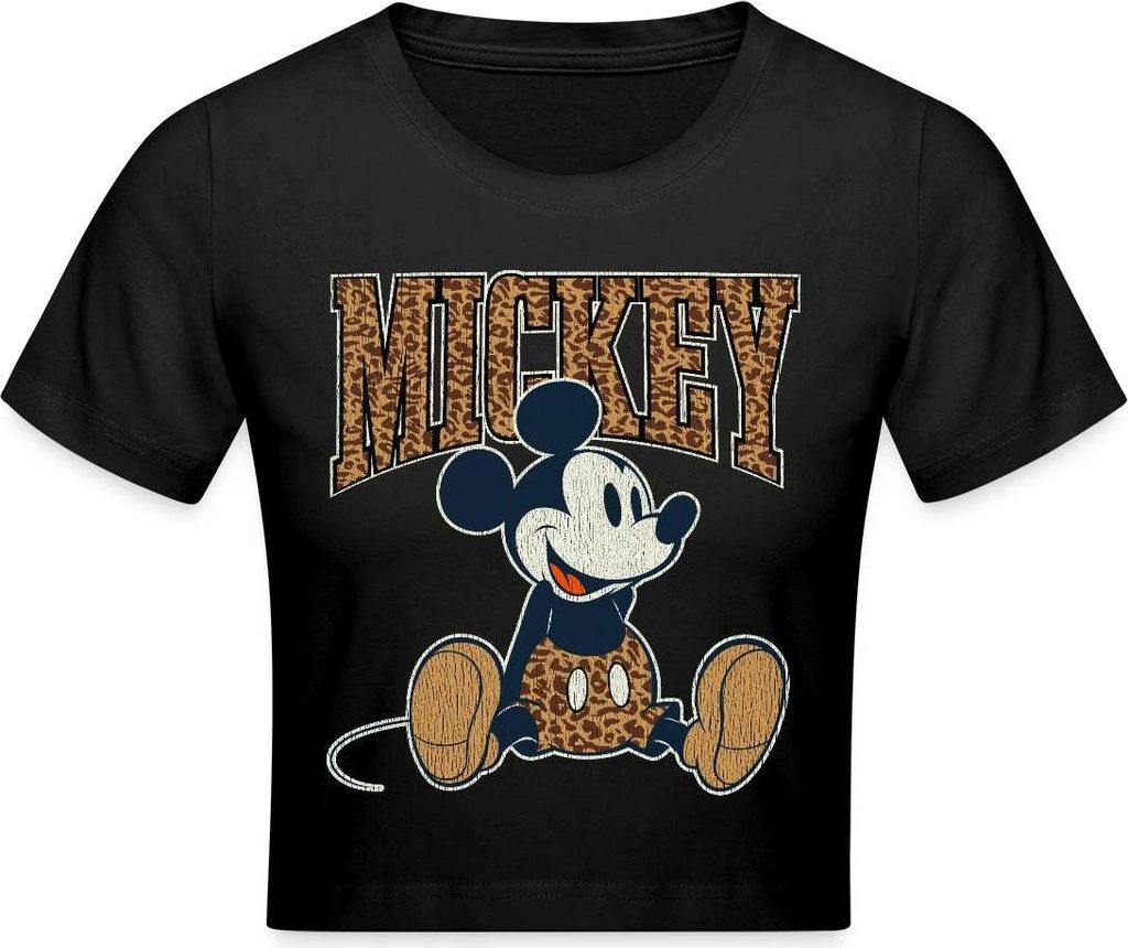 Mickey & Minnie Mickey Mouse Leo Look Crop Top, M, Schwarz