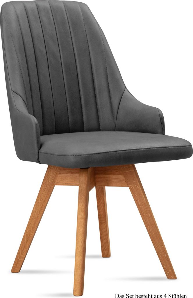 Esszimmerstuhl drehbar (4er-Set) Dotti 52x91x60 Eiche geölt/Grau