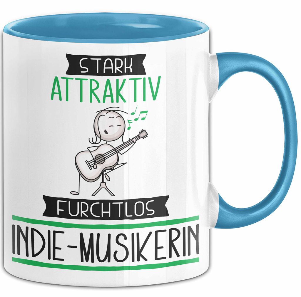 Indie-Musikerin Tasse Geschenk Becher Stark Attraktiv Furchtlos Indie-Musikerin Lustige Geschenkidee (Blau)