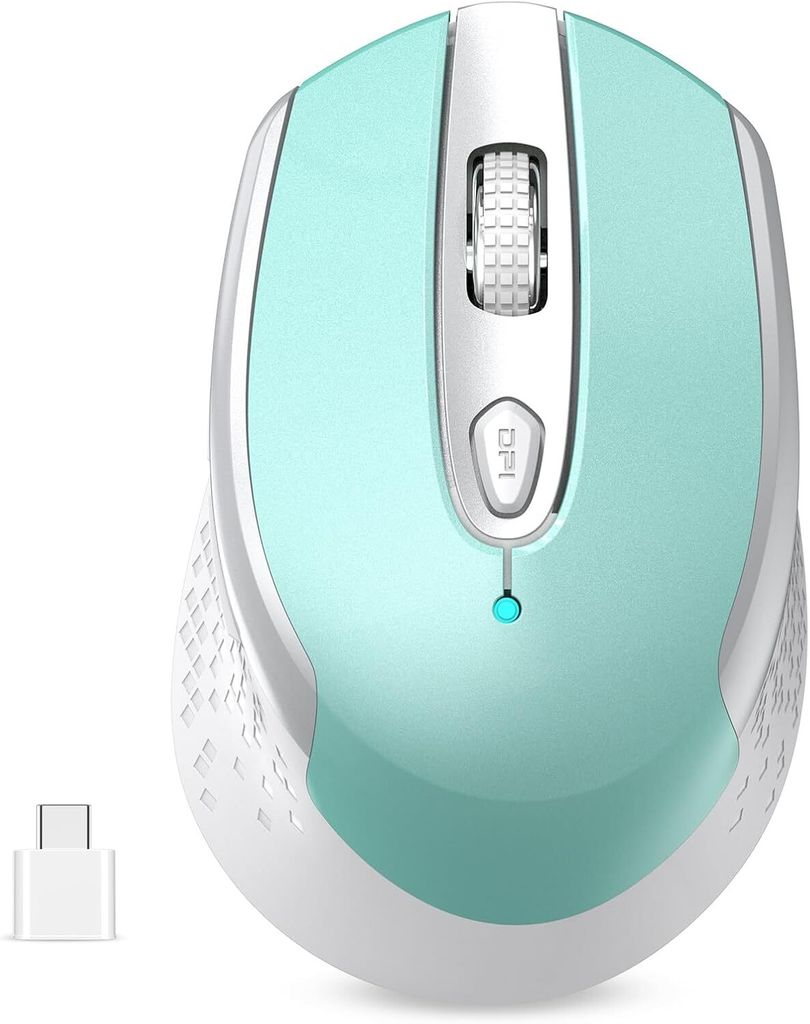 Batterie 2.4G Maus mit USB C Empfänger 3 Verstellbare DPI Level Silent Mouse mit 6 Tasten, mit EIN Aus Schalter für MacbookPro/Air Chromebook Laptop