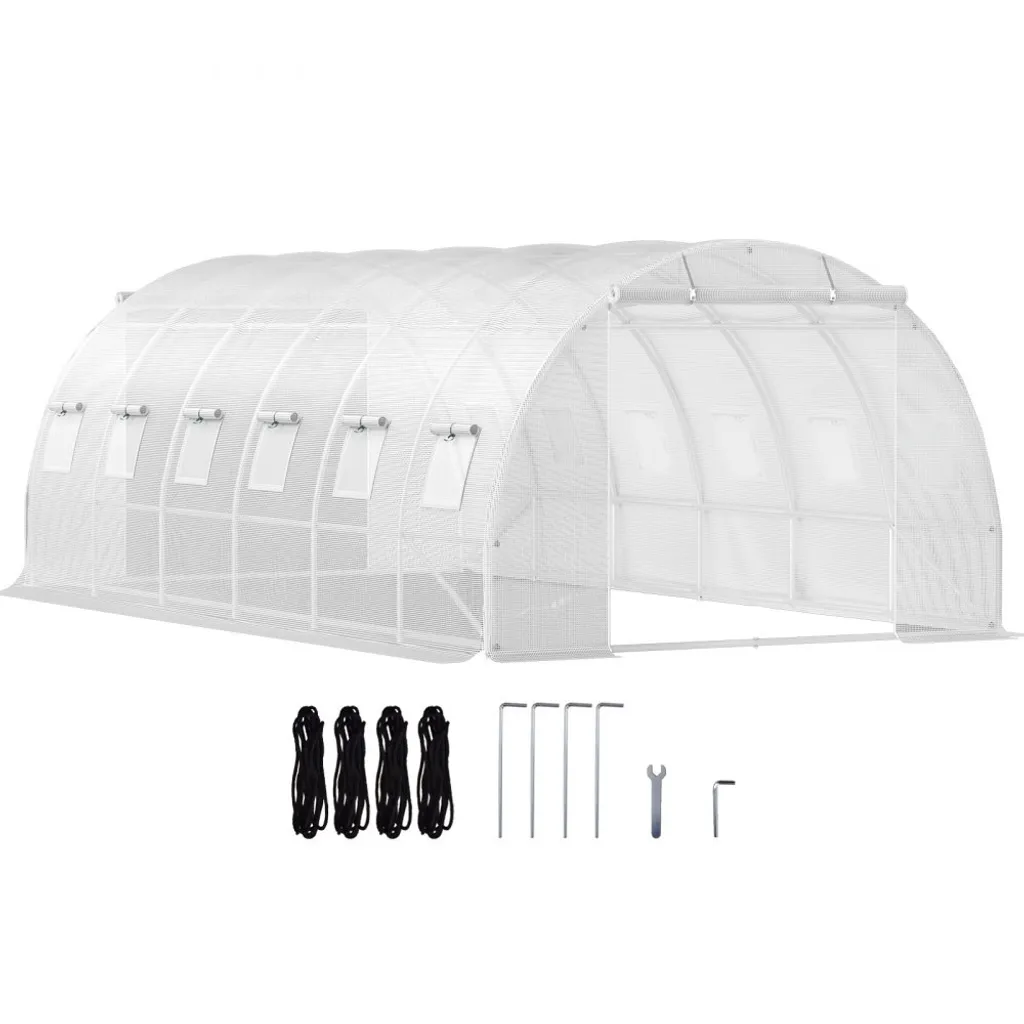 Serre tunnel de jardin 6x3m en acier galvanisé et bâche PE 140g/m²