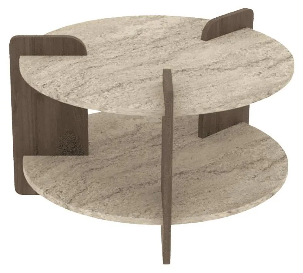 Table basse 70 cm double plateau MILO - Design bois et rangement malin