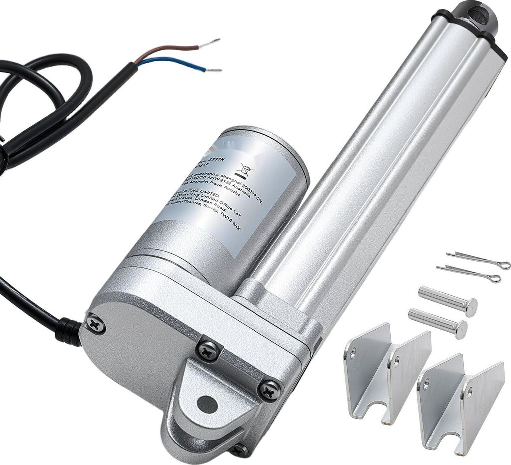 Linearantrieb 12 V - Linearaktuator - Hub 152,4 mm - Schubkraft 3000 N - Geschwindigkeit 5 mm/s - IP65 Wasserdicht - Mit Halterungen - Für Solartr...