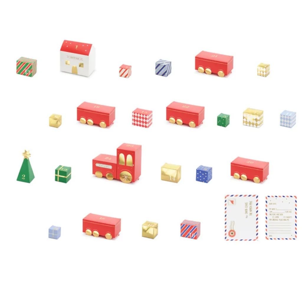 Calendrier de l'Avent avec des trains pour circuit bois - Cadeau Créatif