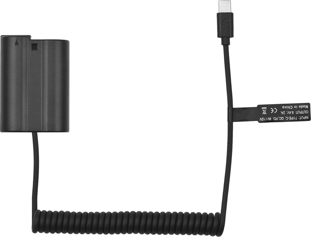 Andoer EN-EL15 Dummy Battery USB-C Coupler Adapter MH-25 Dummy Battery Coupler mit USB Typ-C Feder Stromkabel Ersatz fuer Nikon Z7 Z6 D800 D850 D81...