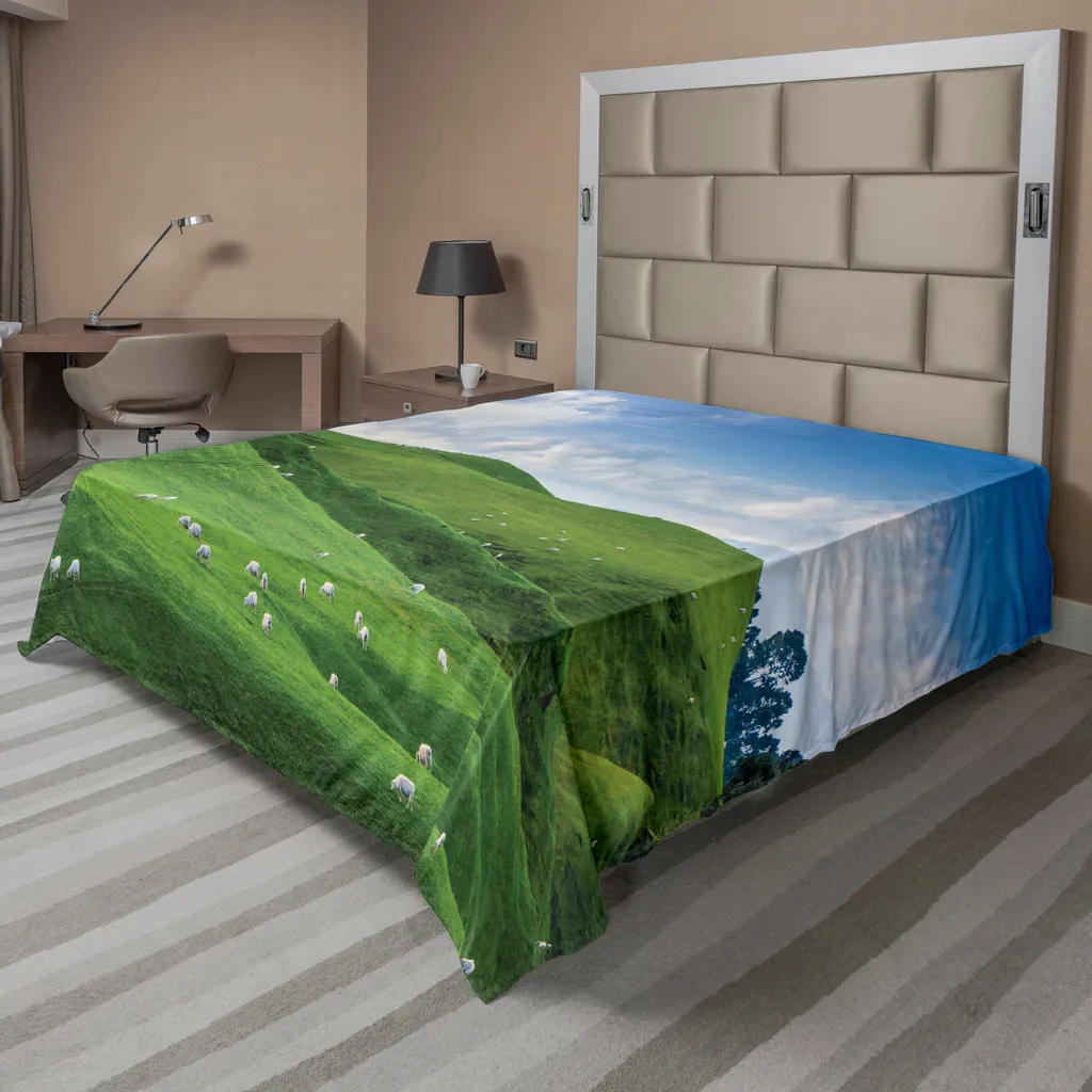 Drap plat anti-plis motif moutons pour lit double confortable et doux