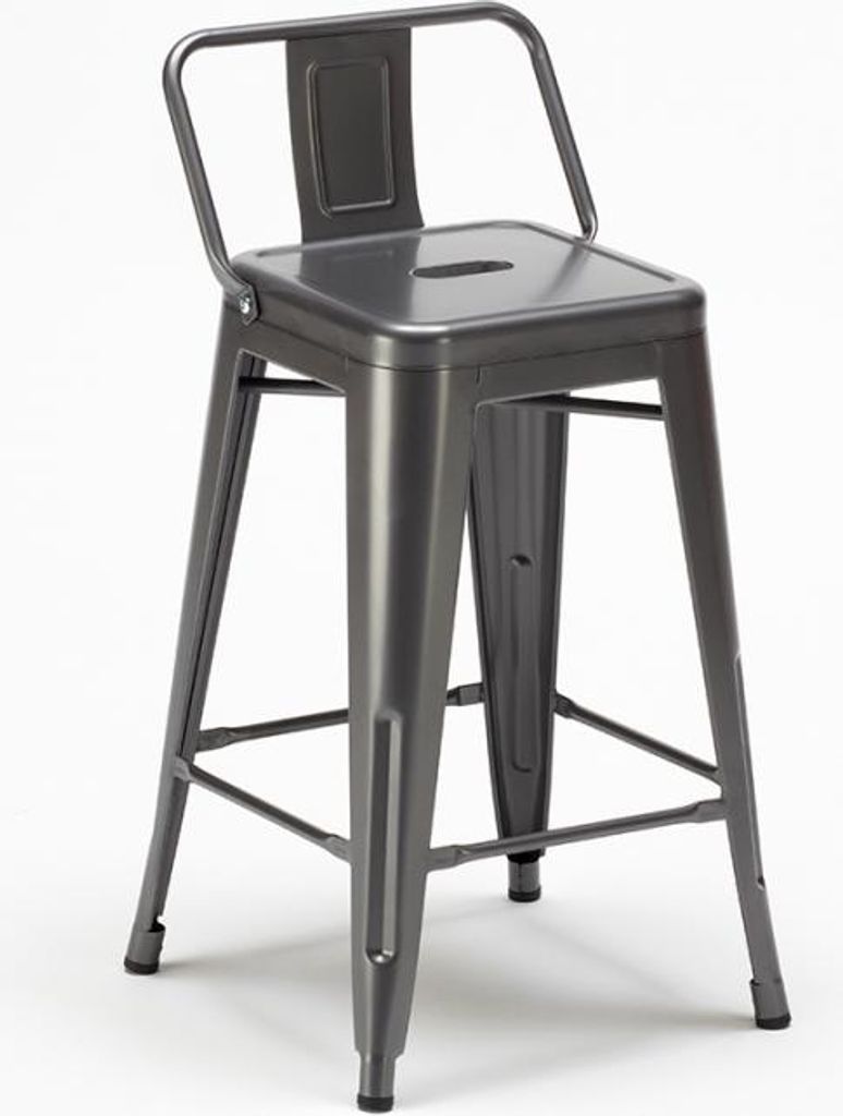 Barhocker im industrie stil aus metall mit rückenlehne Produktbild 