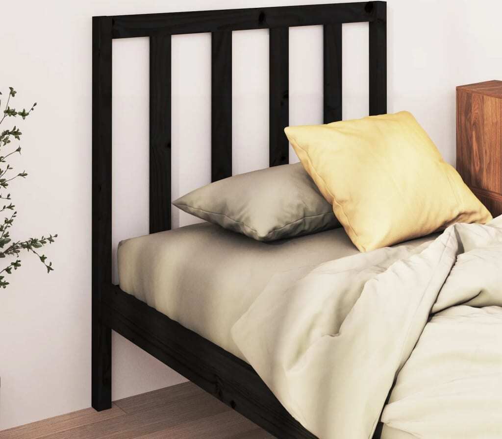 "Rabatt" Bettkopfteil modern - Kopfteil für Bett - Schwarz 96x4x100 cm Massivholz Kiefer - Kopfteile CC21490