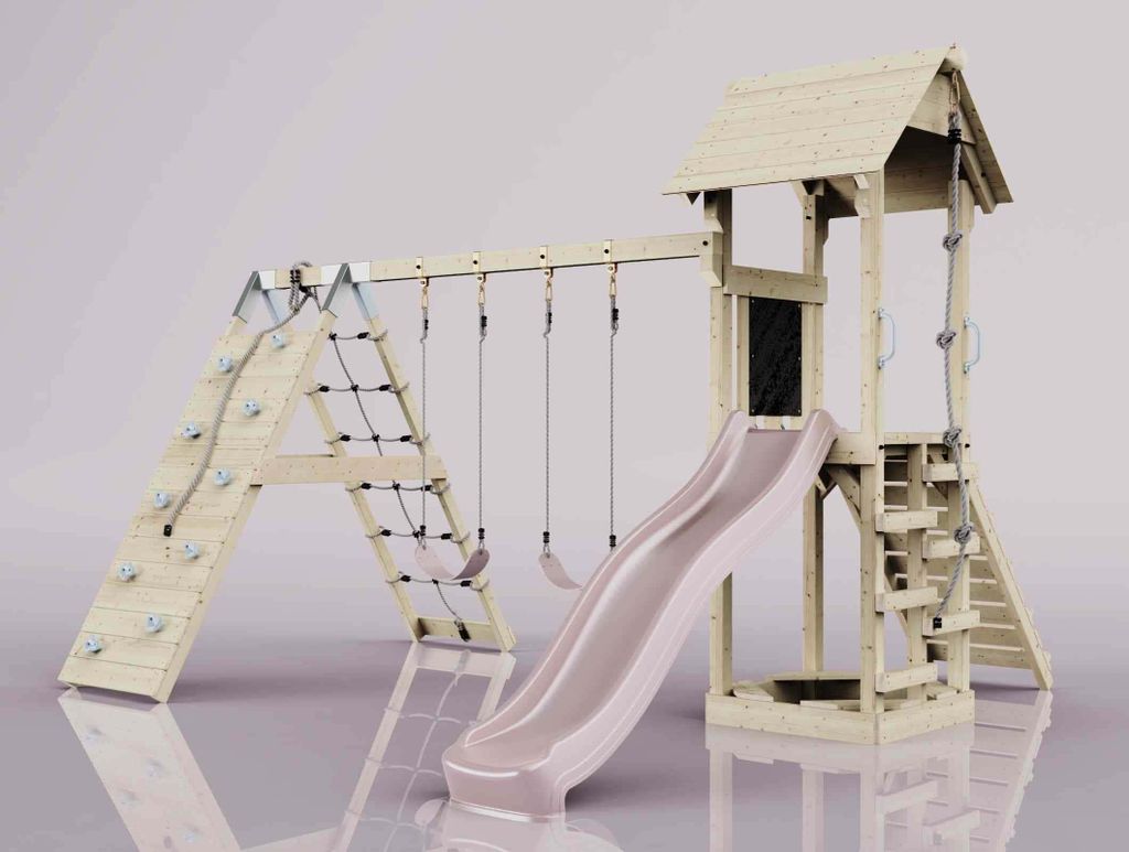OutdoorToys Spielturm Kiruna aus Holz in Rosa Produktbild 