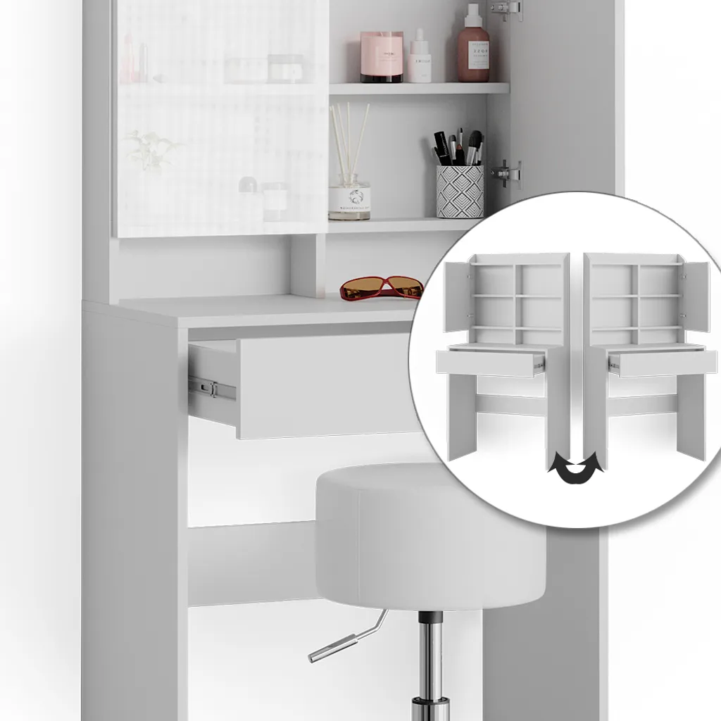 Coiffeuse Vicco Laura Blanc 70cm avec Tabouret - Modèle 38281 Chic - 6