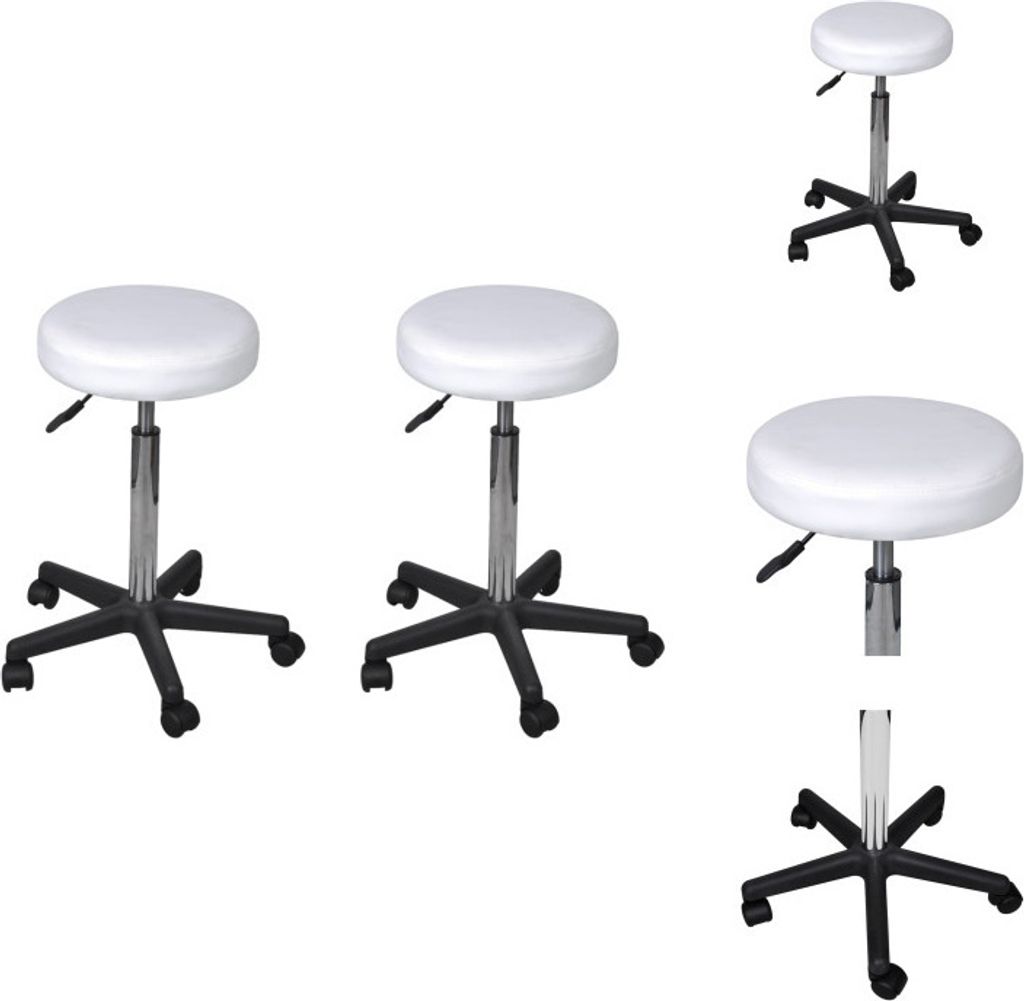 vidaXL Bürohocker 2 Stk. Weiß 35,5x84 cm Kunstleder - Bürostühle