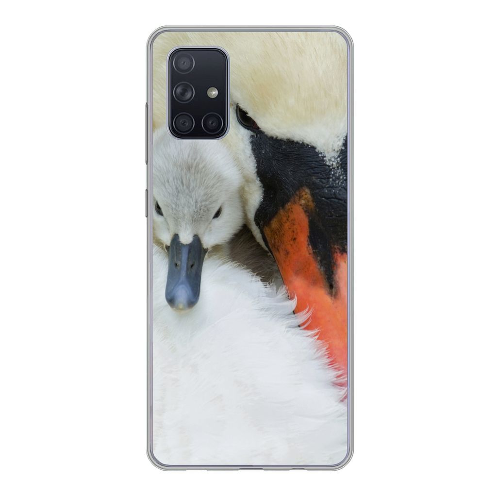 MuchoWow Handyhülle Schutzhülle Hülle für Samsung Galaxy A51 5G Schwan - Küken - Makro Silikon Softcase Handy Hülle - Abbildung