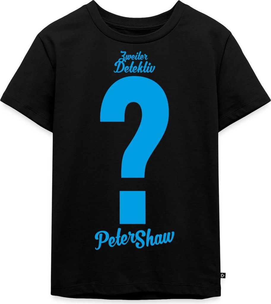 Spreadshirt Die Drei Fragezeichen Peter Shaw Kostüm Karneval Kinder Premium T-Shirt, 98/104 (2 Jahre), Schwarz