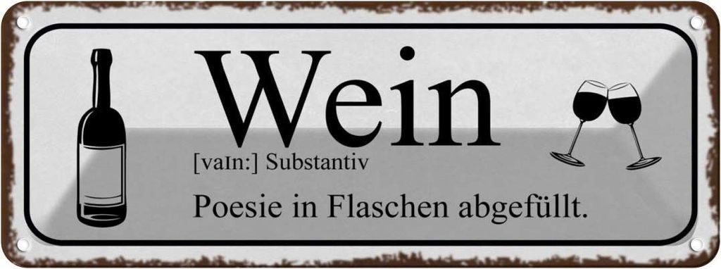 vianmo Blechschild 10x27 cm Wein Poesie in Flaschen Dekoration Spruch Zitat