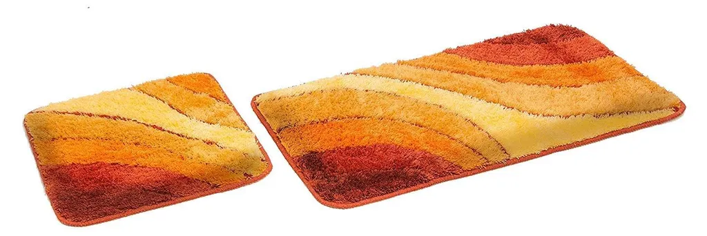 Tapis de salle de bain antidérapant Terre Cuite 2 pièces motif onde