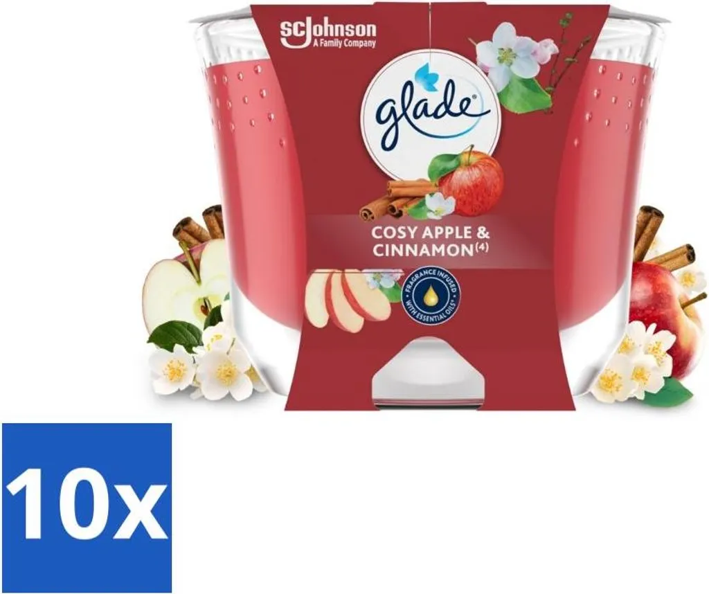 Glade Scented Candle Mela & Cannella 10 Pezzi - Cera Colza 204g