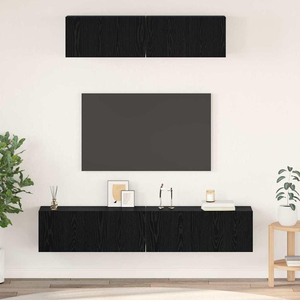 Maison Exclusive - TV-Schrankset 4 pcs Schwarz Eichen-Optik Holzwerkstoff