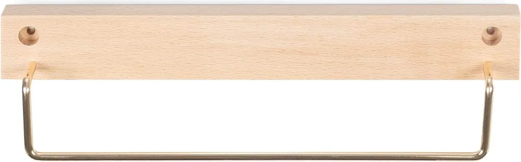 Étagère à serviettes murale en bois marron - Support de rangement 30cm