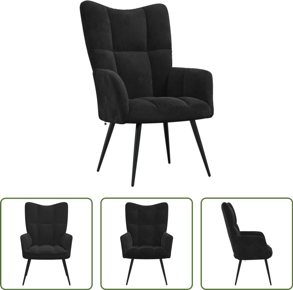The Living Store Relaxsessel Schwarz Samt