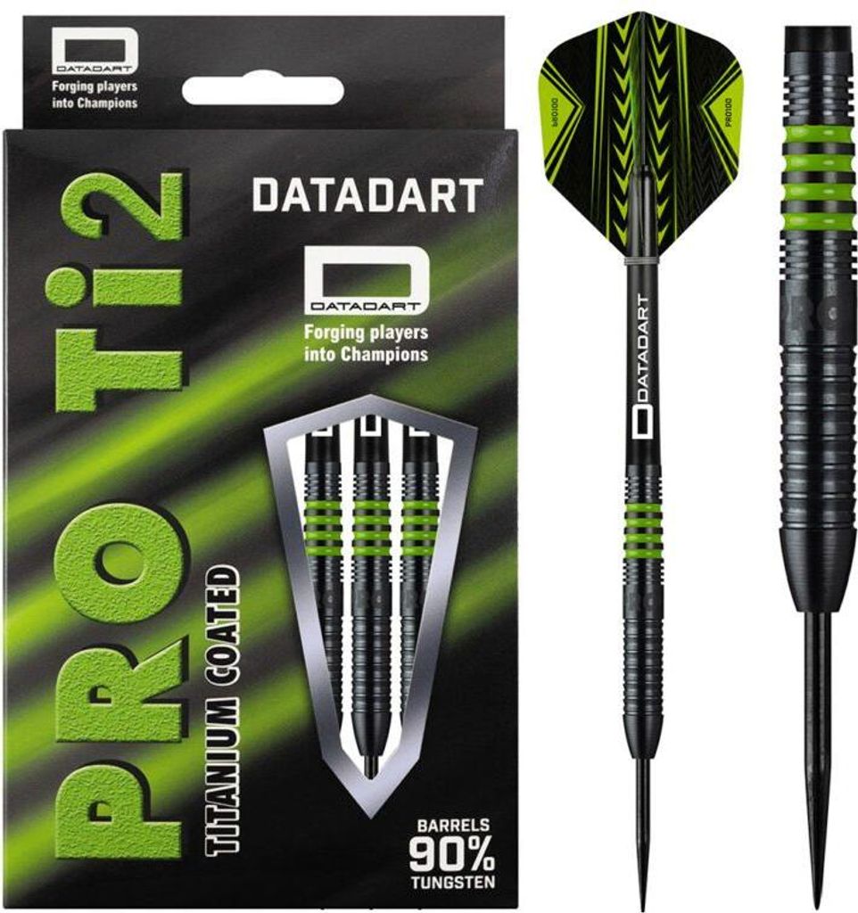 Datadart Pro Ti 2 Steeldarts 90% Tungsten Schwarz/Grün 22 g Grip-Level 2–3