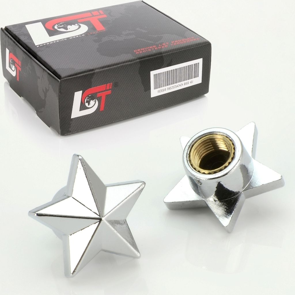 2X Ventilkappe Reifenventil Ventil Kappe Stern Silber Für Pkw Lkw Motorrad Quad