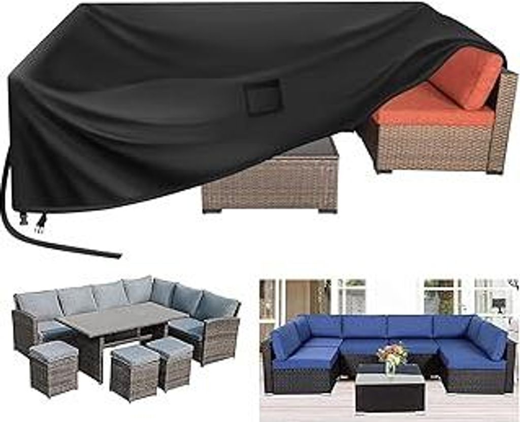 Kovshuiwe Gartenmöbel-Abdeckungen, 280x205x106cm Terrassenmöbel-Abdeckung, wasserdicht, Terrassentischabdeckungen, 420D Oxford-Tuch, Rattan-Möbe...