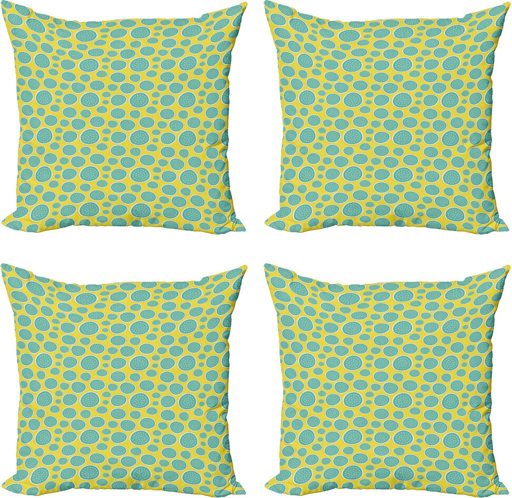 ABAKUHAUS Melone Kissenbezug Set (4 Stück), Abstrakt Halbierte Wassermelonen, Moderner Doppelseitiger Digitaldruck, 60 cm x 60 cm, Mustard Kadett-...