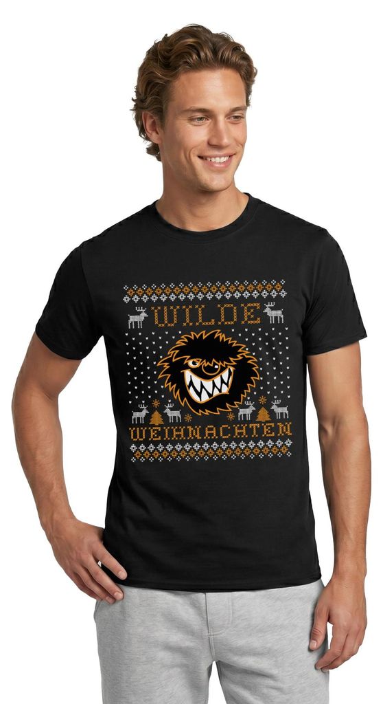 Spreadshirt Die Wilden Kerle Wilde Weihnachten Ugly Christmas Männer T-Shirt, 3XL, Schwarz