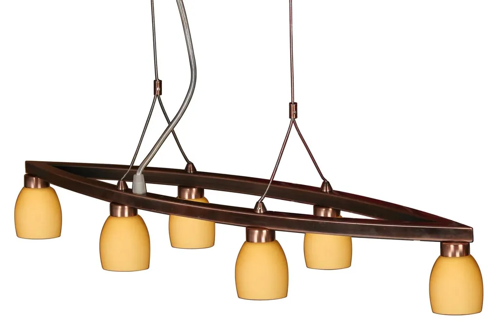 Suspension idéale pour table à manger DAKOTA, éclairage 6 points G9 orange