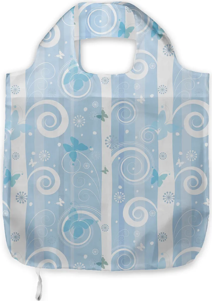 ABAKUHAUS Borsa natalizia in tessuto, fiocchi di neve e farfalle, pratica borsa per lo shopping di tutti i giorni, azzurro e bianco