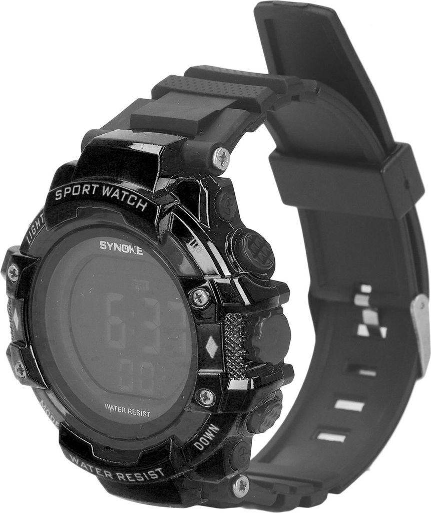 Sportuhr Digitaluhr Großer LED Bildschirm Hintergrundbeleuchtung 5bar Wasserdicht Datum Alarm Chronograph Armbanduhr für Männer Outdoor Schwarz