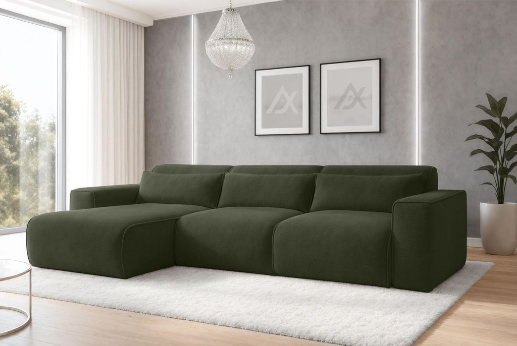 AX LIVING Canapé d'angle convertible Ruyam Vert G Image du produit 