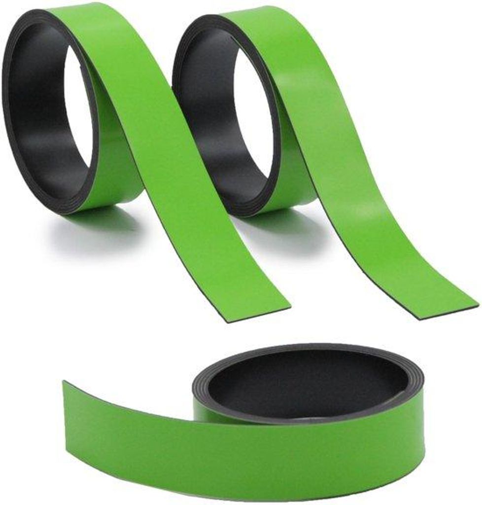 3x Magnet-Streifen Grün- ca. 2 cm x 1 m Magnetband zum markieren einteilen auf Whiteboards Lager-Regale Kalender - einfach zurechtschneiden - Magn...