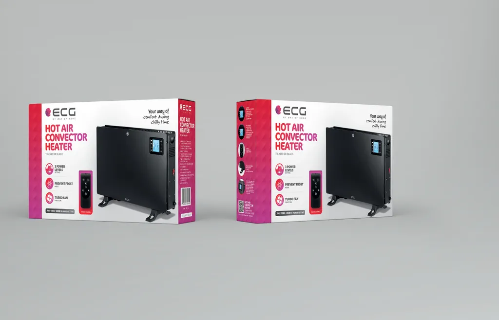 Chauffage Rapide contre le Froid Convecteur 2000W Noir ECG TK 2080