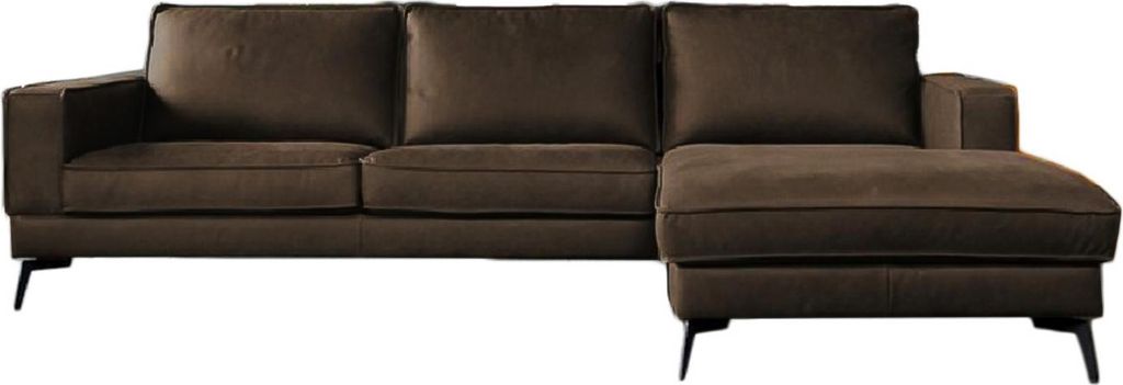 KAWOLA Sofa BLOOM Ecksofa Leder dunkelbraun Recamiere rechts