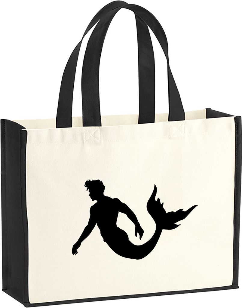 Huuraa Jutetasche Meermann Silhouette 21 Liter Black Jute und Baumwolle Einkaufstasche Geschenkidee