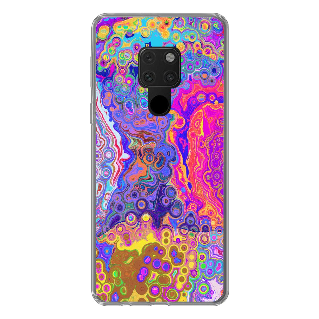 MuchoWow Handyhülle Schutzhülle Hülle für Huawei P40 Lite Kunst - Formen - Farbe - Psychedelisch Silikon Softcase Handy Hülle - Handy