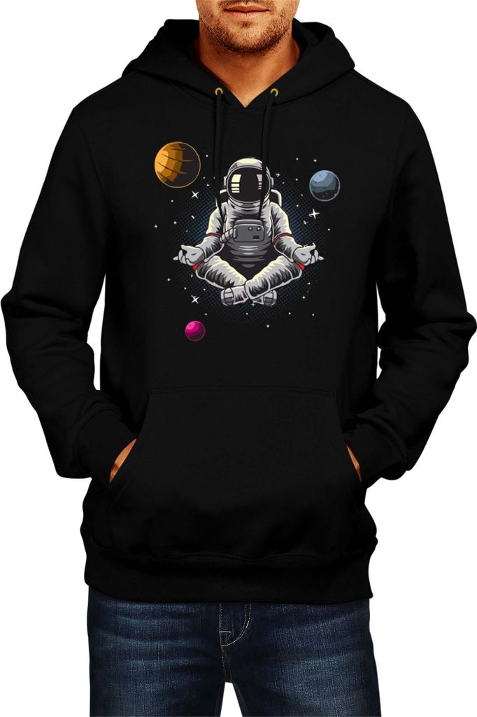 Space Dzen Herren Kapuzenpullover Sweatshirt NASA Space Theme Space Exploration Man L Schwarz