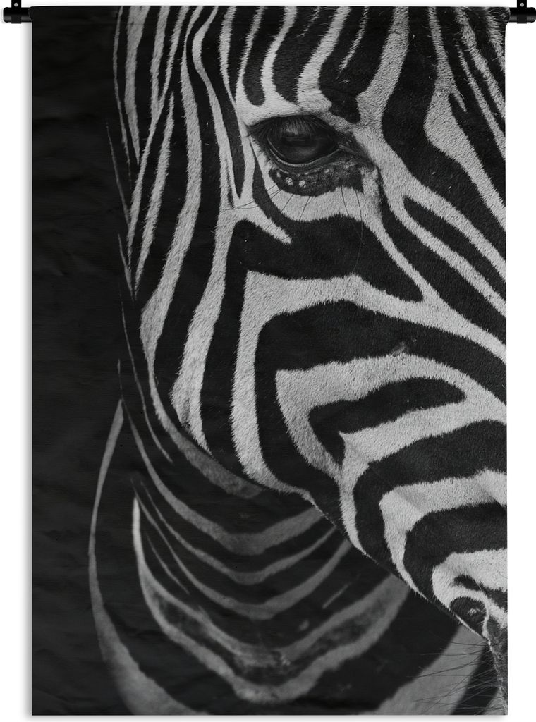MuchoWow Wandteppich Wandbehang Tiere - Zebra - Schwarz - Weiß 60x90 cm Tapisserie Dekoration Wandtuch - Foto-Teppich - Abwaschbar