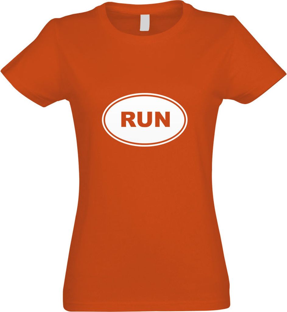 Kiwistar - T-Shirt tailliert - Damen - orange - Run - mit Motiv Bedruckt - Funshirt Design - Sport - Freizeit - Damen - XXL