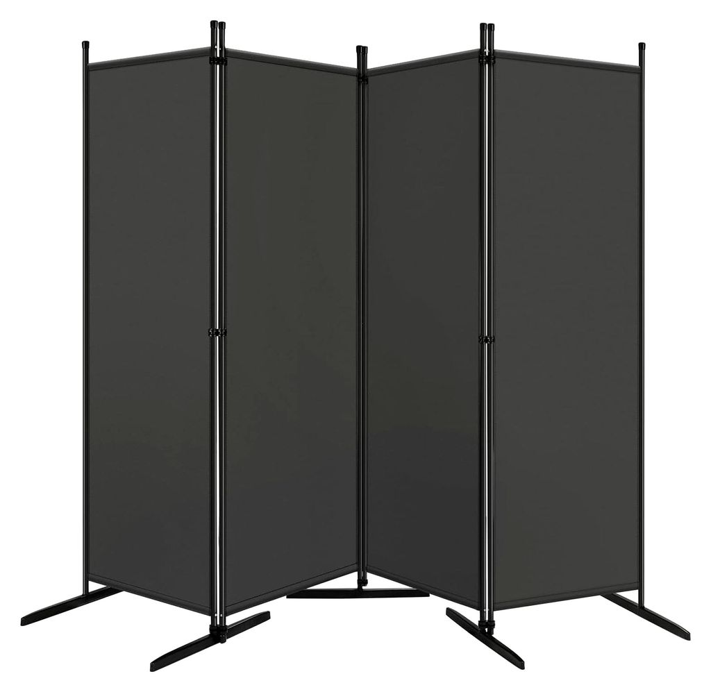 Klappbarer Paravent, freistehender Sichtschutz, 4-teilig 223x177 cm, Stellwand für Innen- und Außenbereich, Raumtrenner in Dunkelgrau