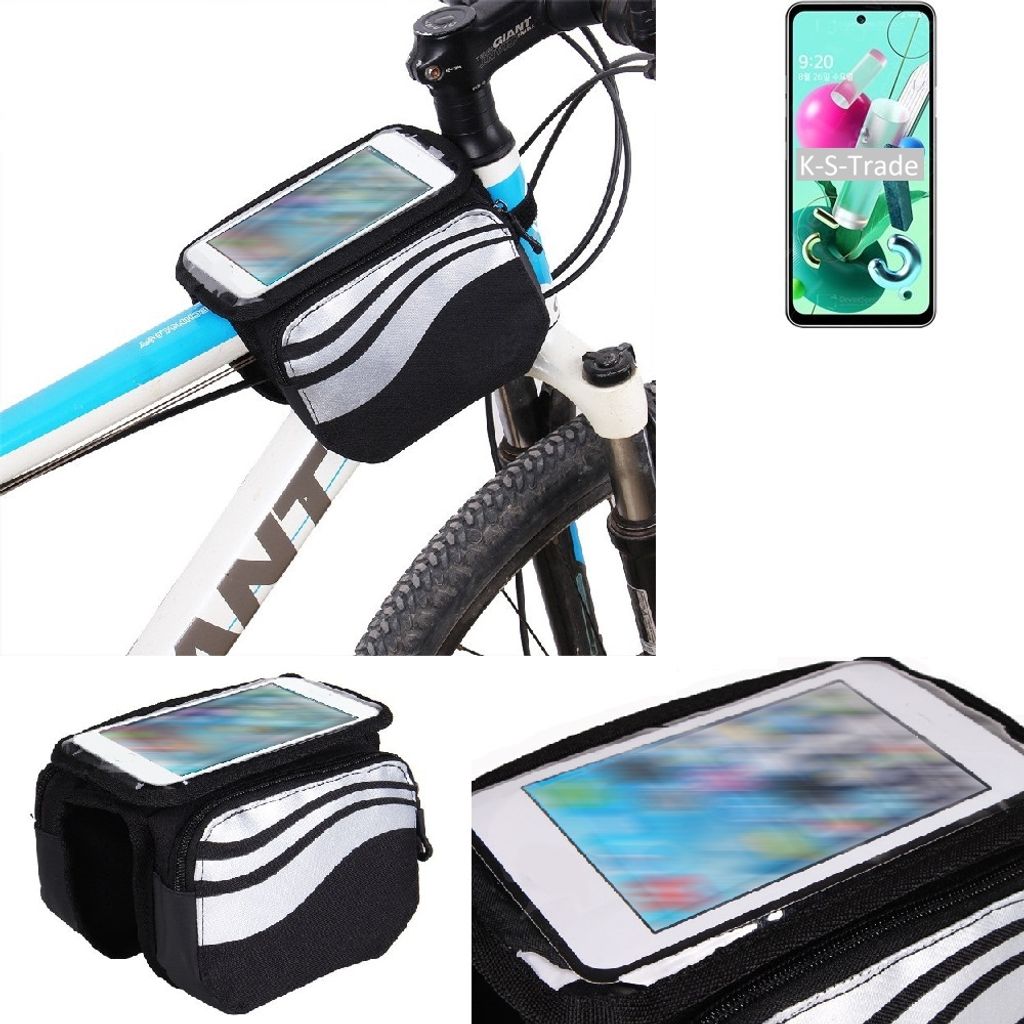 K-S-Trade Rahmentasche Fahrrad-Halterung kompatibel mit LG Electronics Q92 Rahmenhalterung Fahrrad Handyhalterung Fahrradtasche Handy Smartphone