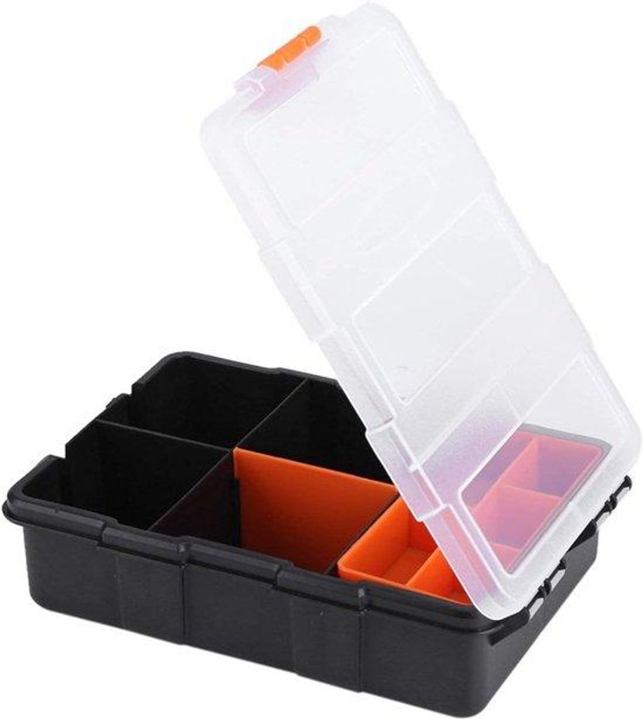 Werkzeugkoffer - Komponenten - Werkstatt Organizer - Doppelreihiges Design - 22x15.6x6 cm - Schwarz Orange