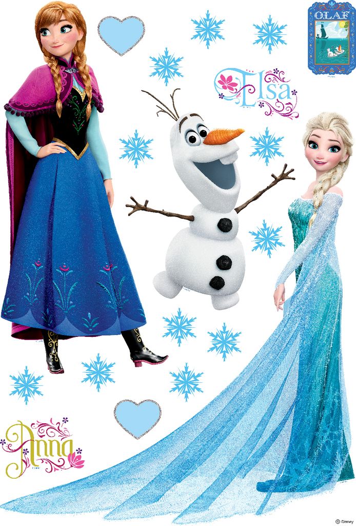 Disney Wandtattoo Die Eiskönigin Anna & Elsa Blau, Lila und Weiß - 600112 - 42,5 x 65 cm