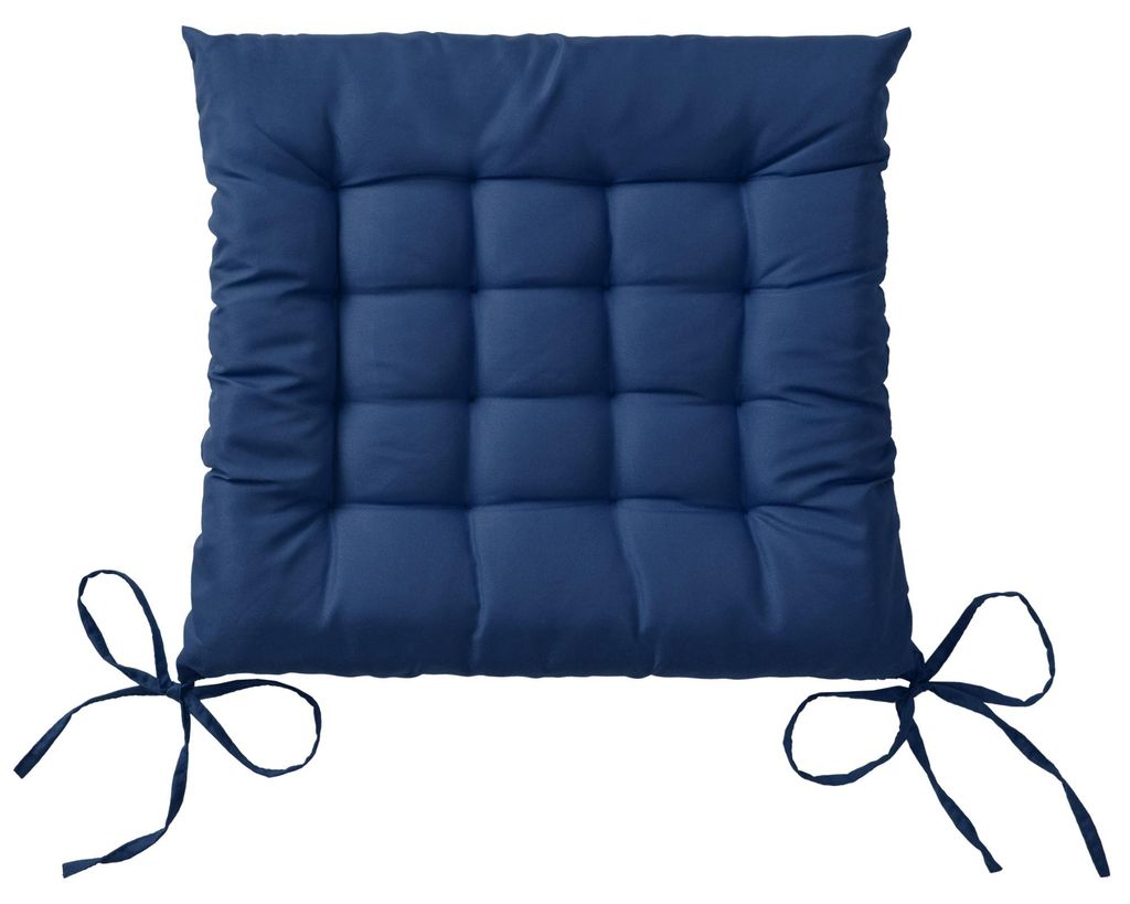 Beautissu 4er Set Stuhlkissen 40x40 mit Bändern Lea, Blau Produktbild 